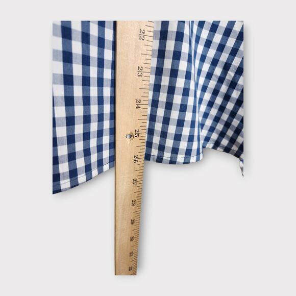 Universal Standard for J. Crew Gingham Tie Sleeve Blouse Checkered Women’s Med - Picture 6 of 7